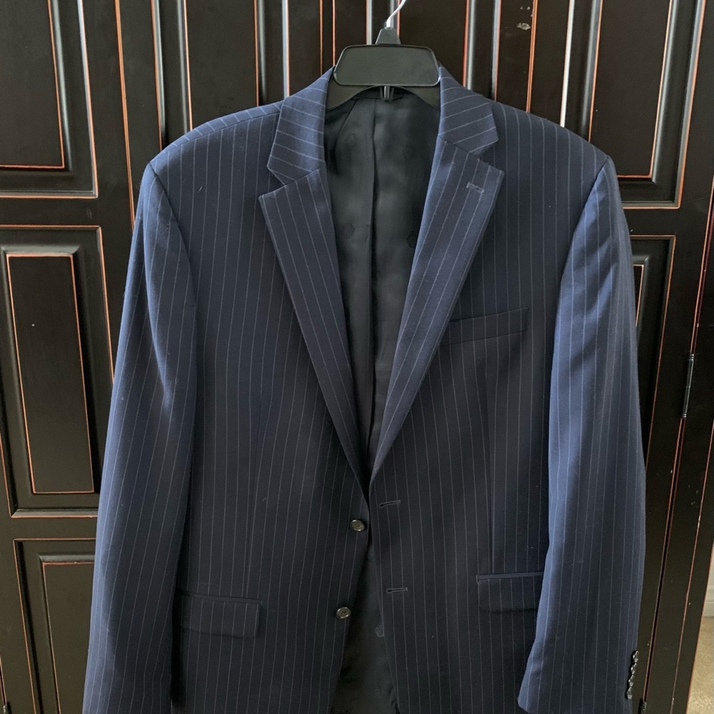 Ralph Lauren 42L Pinstripe Sport Coat Suit Jacket Blazer Navy Blue India